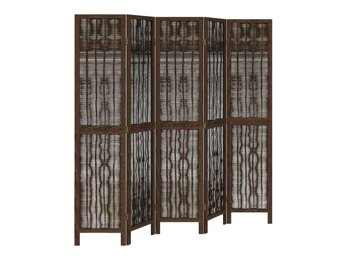 Hot Biombo separador de 5 paneles madera paulownia marrón oscuro ES577377 Marru00f3n