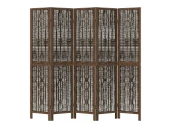 Hot Biombo separador de 5 paneles madera paulownia marrón oscuro ES577377 Marru00f3n