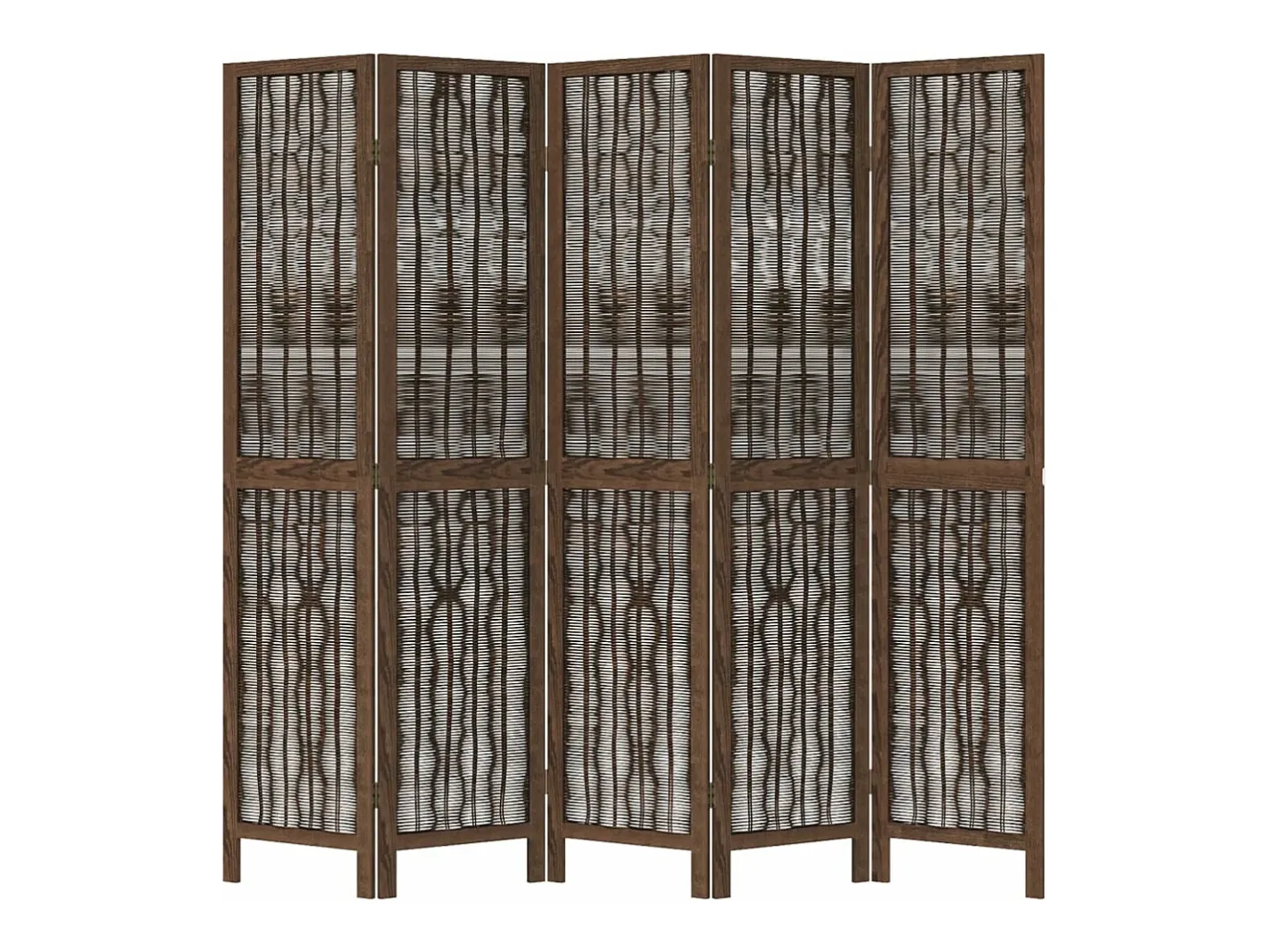 Hot Biombo separador de 5 paneles madera paulownia marrón oscuro ES577377 Marru00f3n