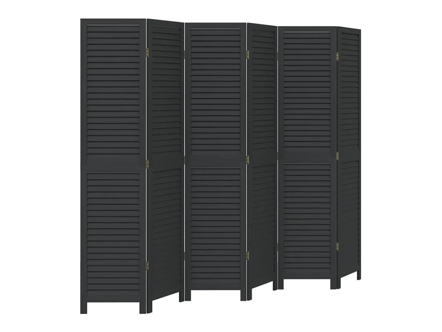 Biombo-Biombo separador de 6 paneles madera maciza Paulownia ES892666 Negro