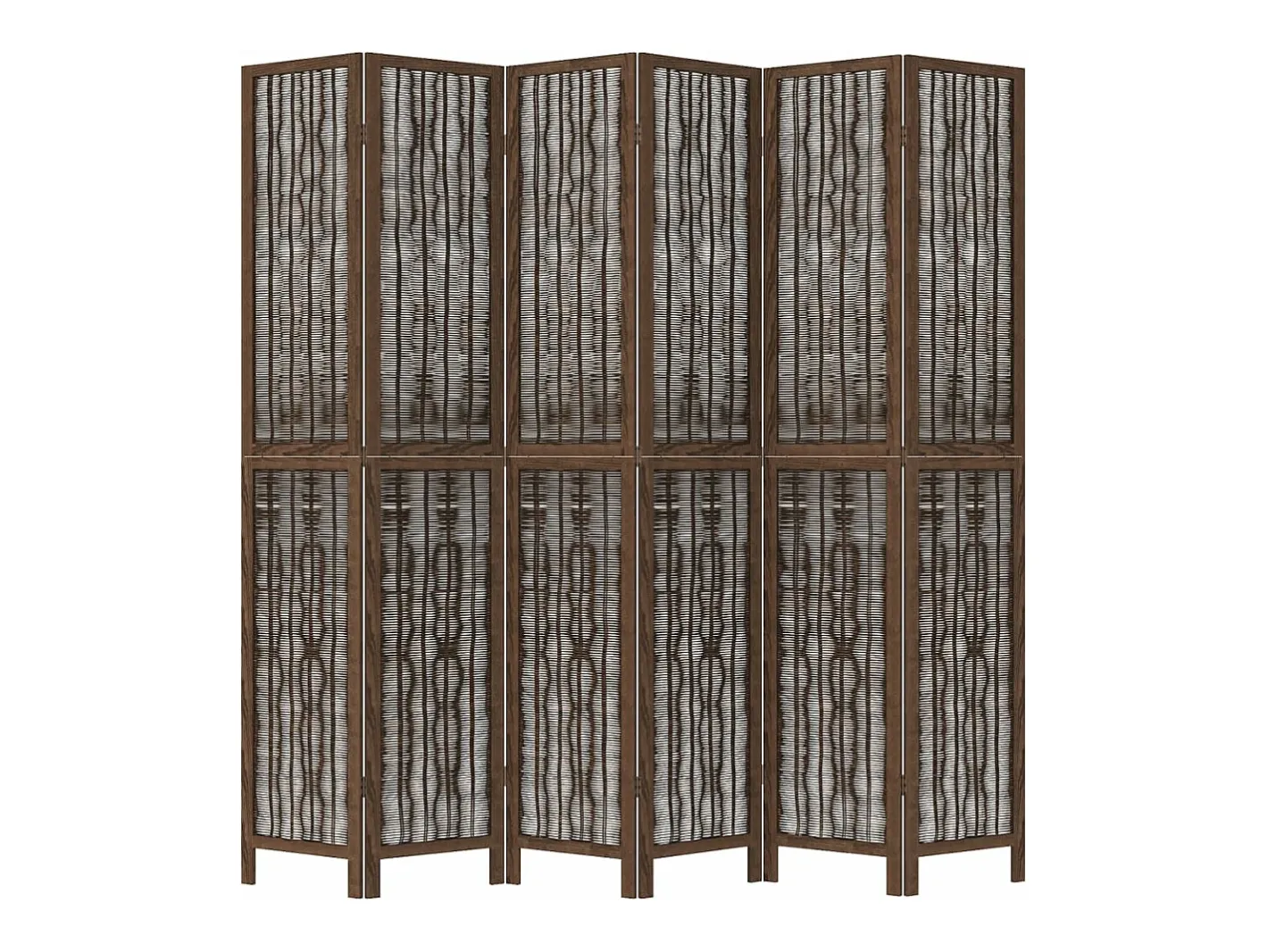 Biombo-Biombo separador de 6 paneles madera paulownia marrón oscuro ES149600 Marru00f3n