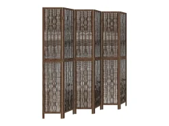 Biombo-Biombo separador de 6 paneles madera paulownia marrón oscuro ES149600 Marru00f3n