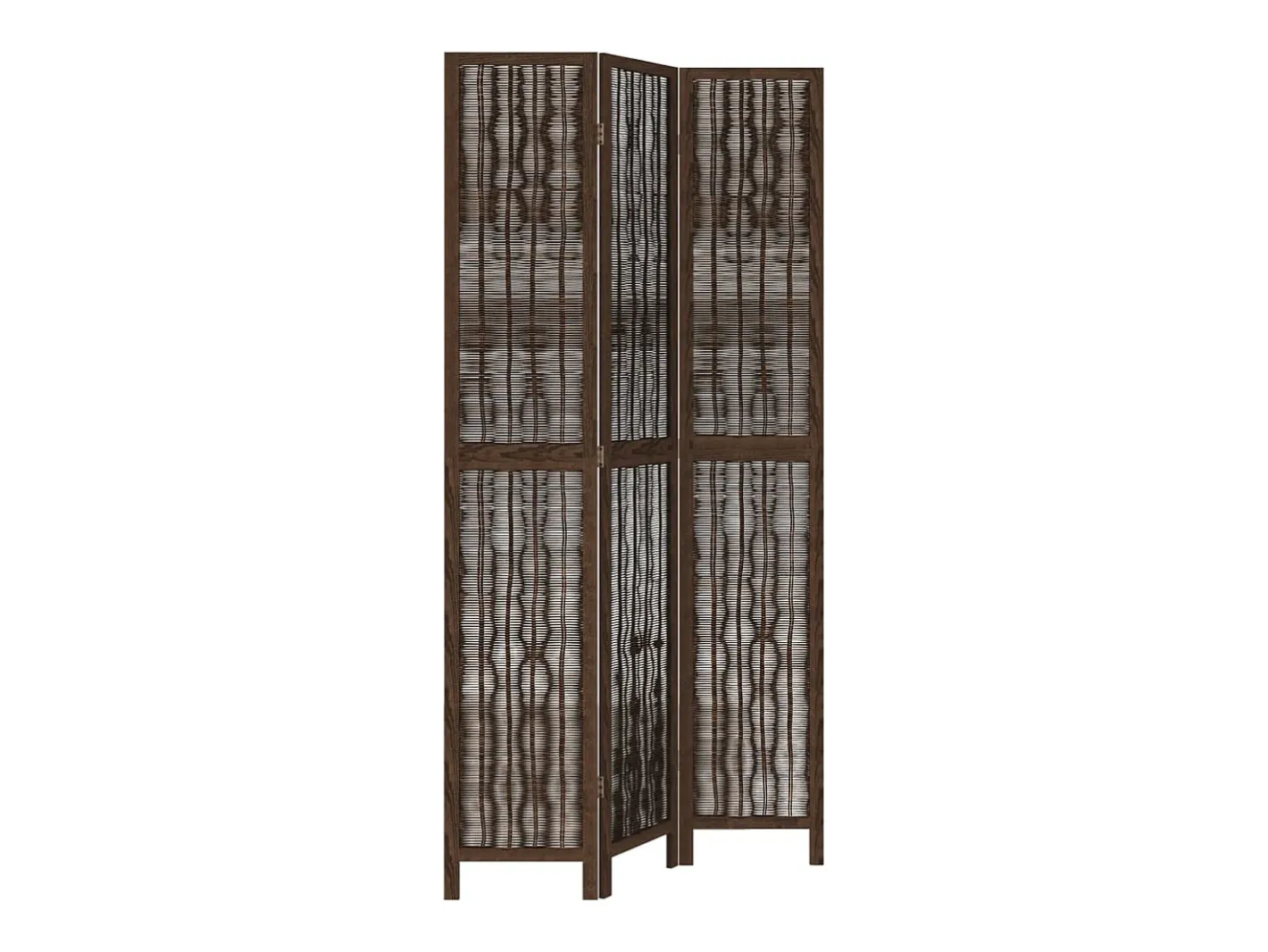 Biombo-Biombo separador de 3 paneles madera paulownia marrón oscuro ES832874 Marru00f3n