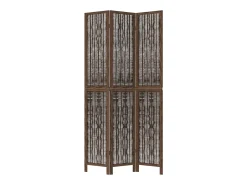 Biombo-Biombo separador de 3 paneles madera paulownia marrón oscuro ES832874 Marru00f3n