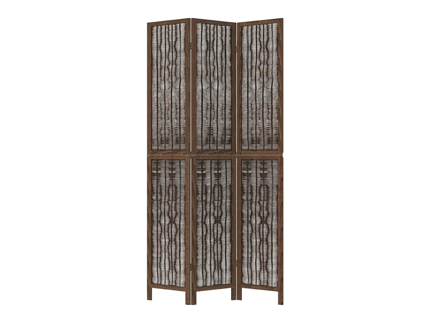 Biombo-Biombo separador de 3 paneles madera paulownia marrón oscuro ES832874 Marru00f3n