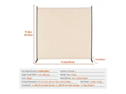Biombo Separador SucceBuy 6 Pies, Panel Simple De Tela Para Oficina, Dormitorio, Beige New