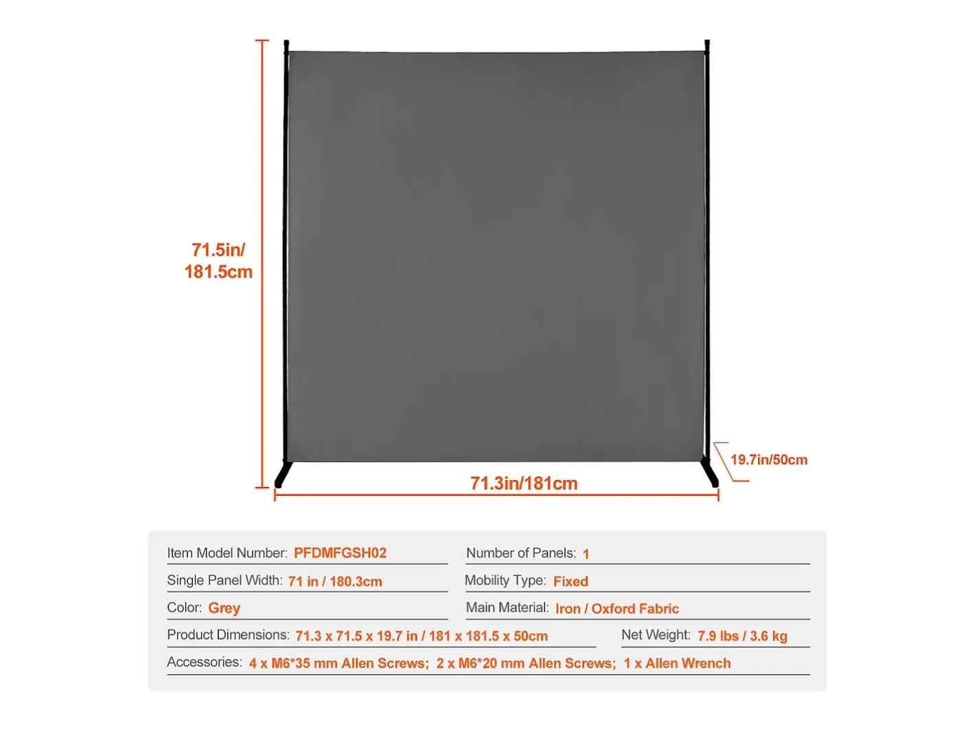 Biombo-Biombo Separador SucceBuy 6 Pies, Panel Simple De Tela Para Oficina, Dormitorio, Gris