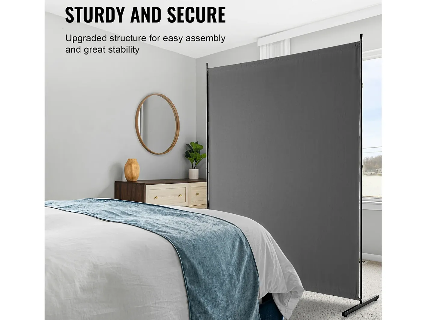Biombo-Biombo Separador SucceBuy 6 Pies, Panel Simple De Tela Para Oficina, Dormitorio, Gris