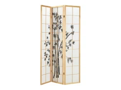 Biombo-Biombo 132x2x179 cm madera natural Shoji Negro