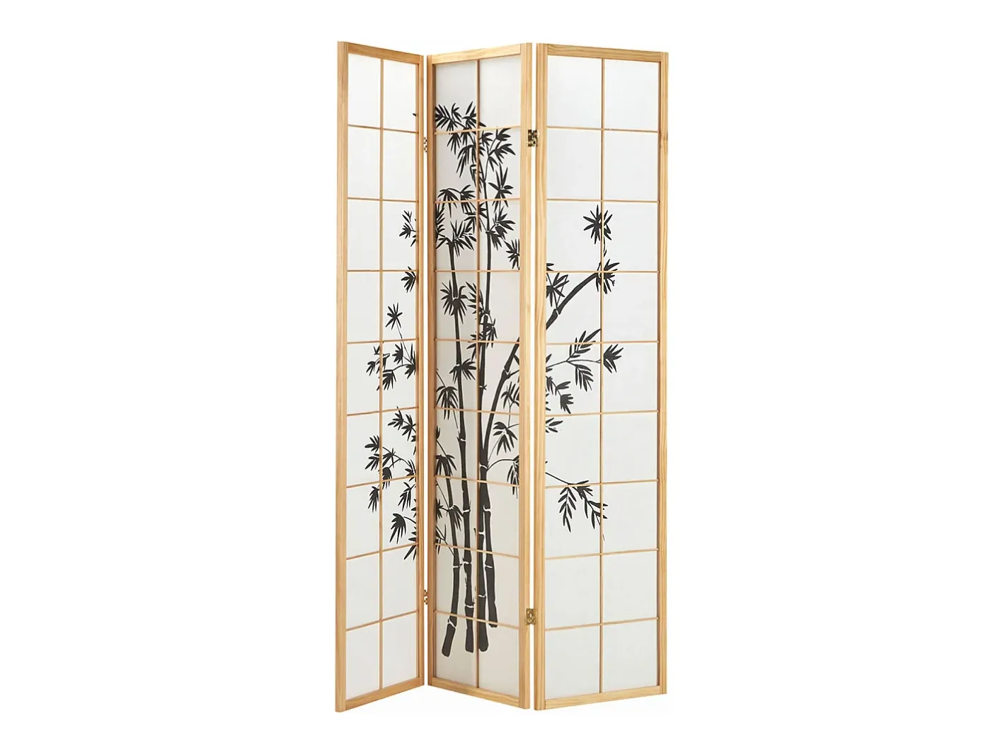 Biombo-Biombo 132x2x179 cm madera natural Shoji Negro
