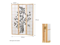 Biombo-Biombo 132x2x179 cm madera natural Shoji Negro