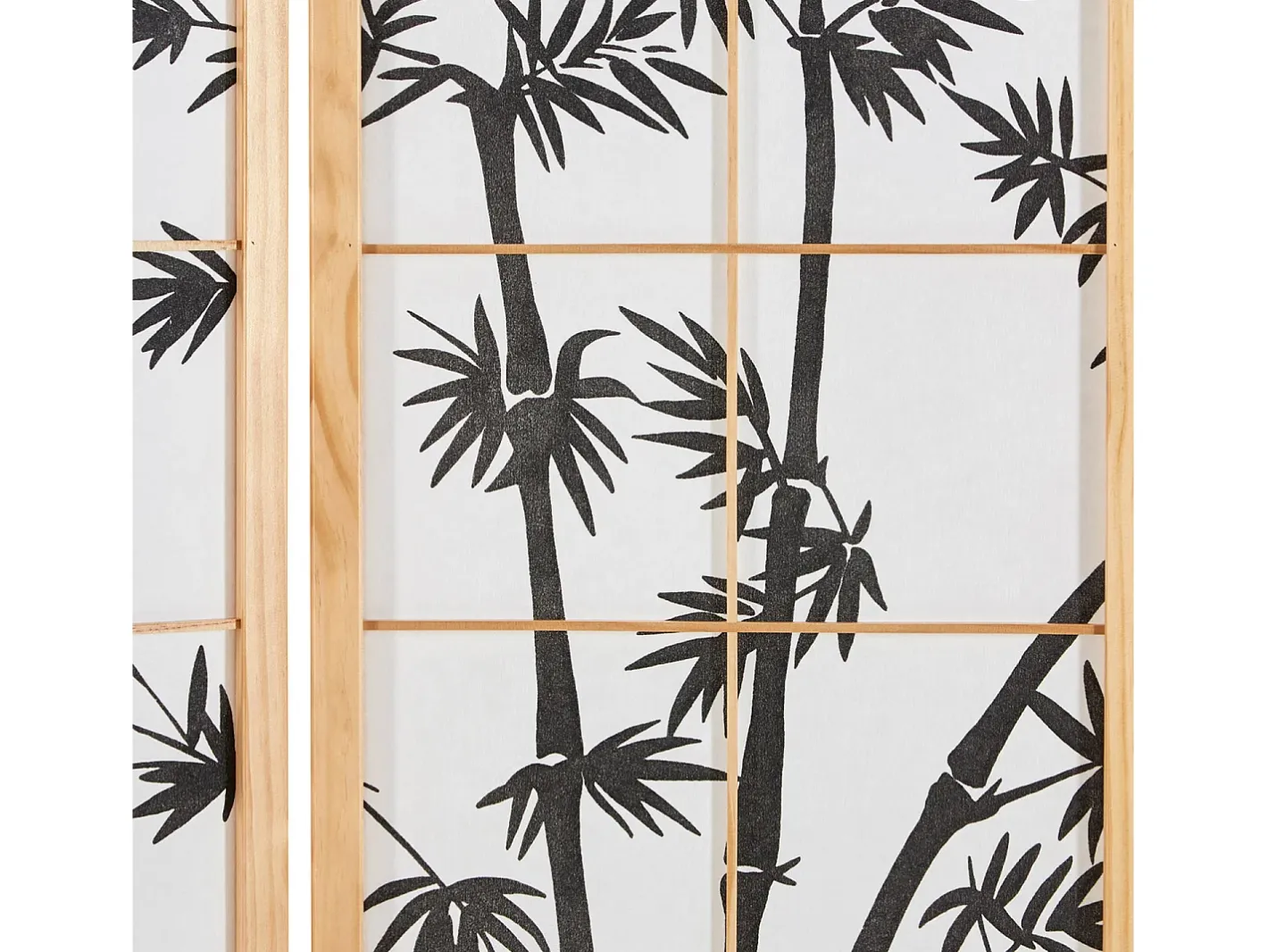 Biombo-Biombo 132x2x179 cm madera natural Shoji Negro