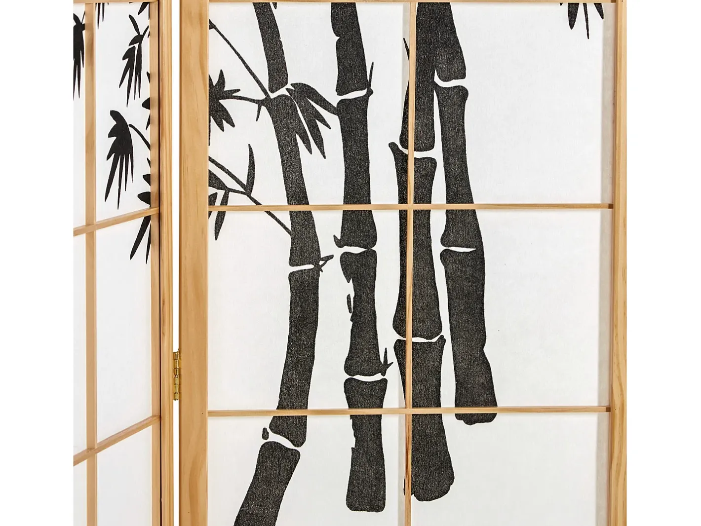 Biombo-Biombo 132x2x179 cm madera natural Shoji Negro
