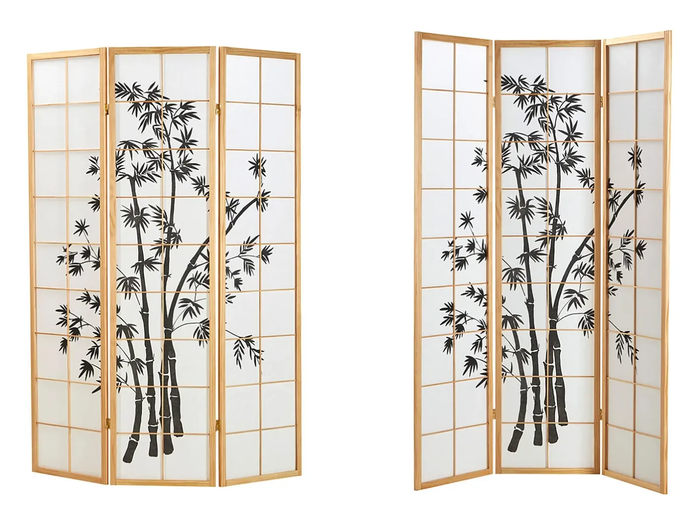 Biombo-Biombo 132x2x179 cm madera natural Shoji Negro