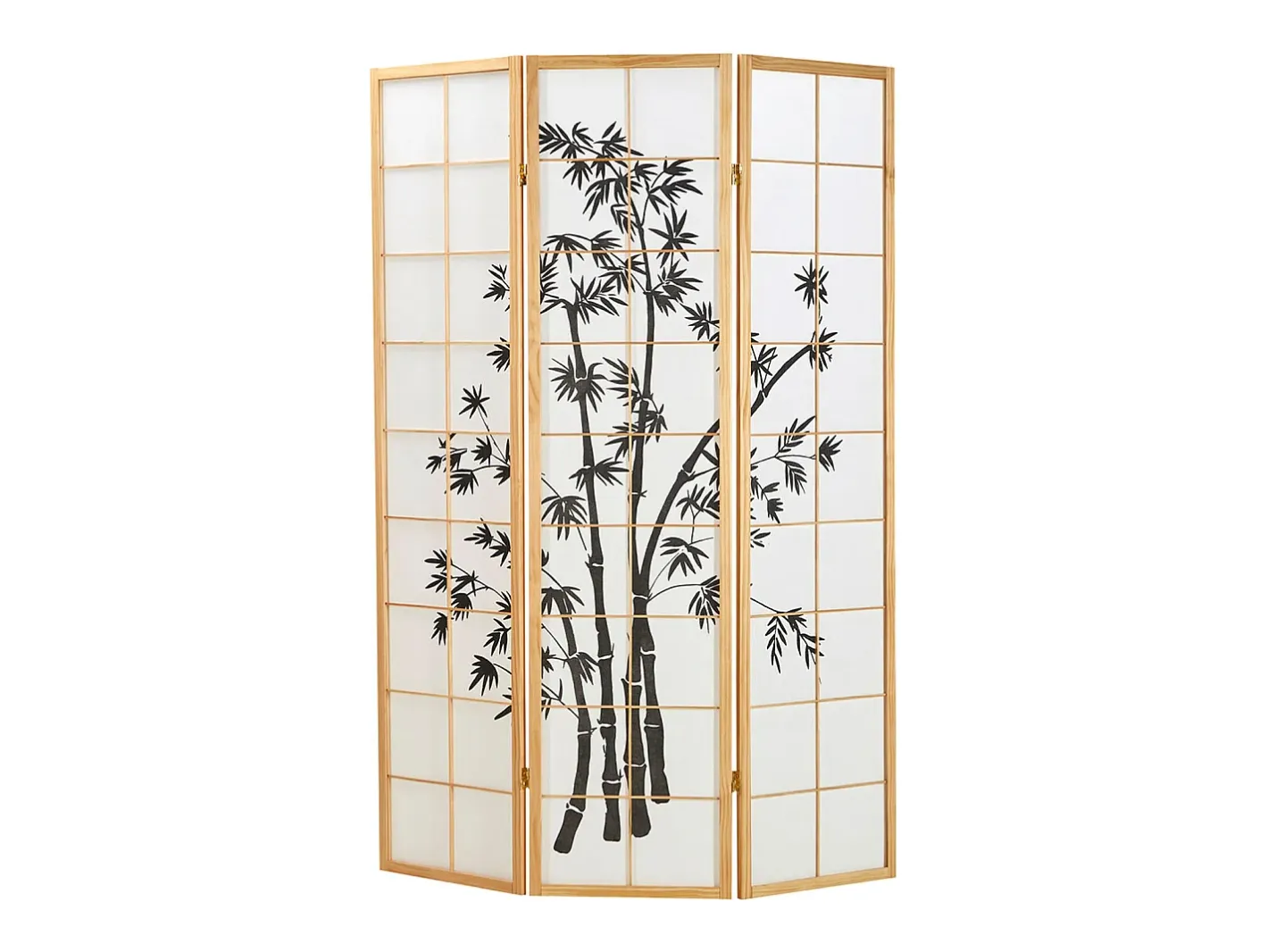 Biombo-Biombo 132x2x179 cm madera natural Shoji Negro