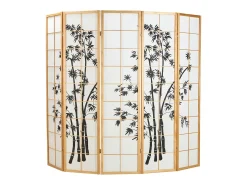 Biombo 220x179x2 cm natural Shoji Negro / Marru00f3n Sale