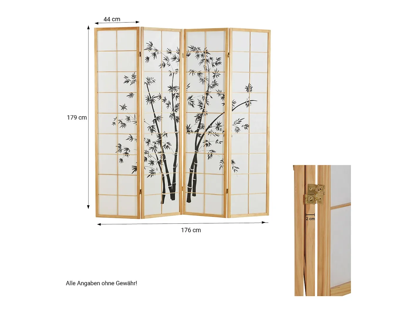 Biombo-Biombo 176x2x179 cm natural Shoji Negro / Marru00f3n