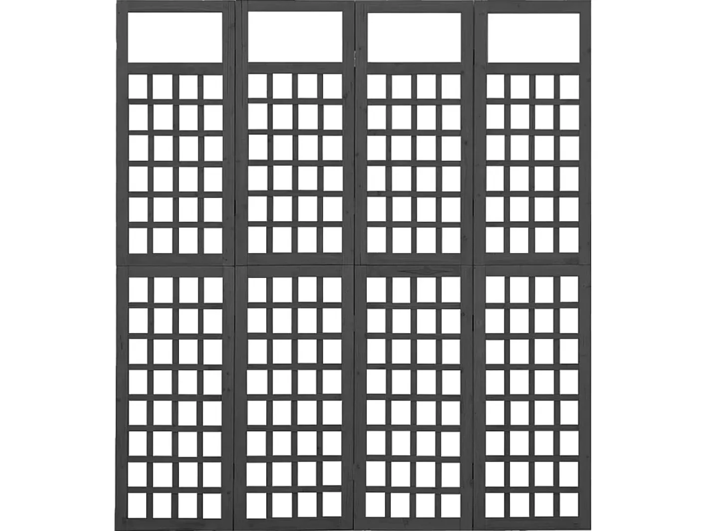 Biombo-Biombo/Enrejado de 4 paneles madera de abeto 161x180 cm ES479531 Negro
