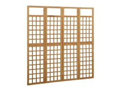 Biombo-Biombo/Enrejado de 4 paneles madera maciza de abeto 161x180 cm ES913571 Marru00f3n