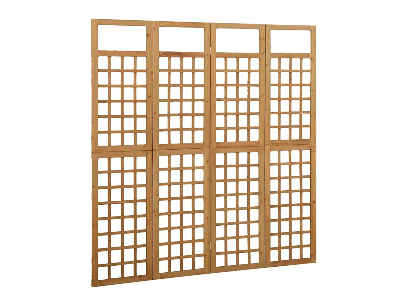 Biombo-Biombo/Enrejado de 4 paneles madera maciza de abeto 161x180 cm ES913571 Marru00f3n