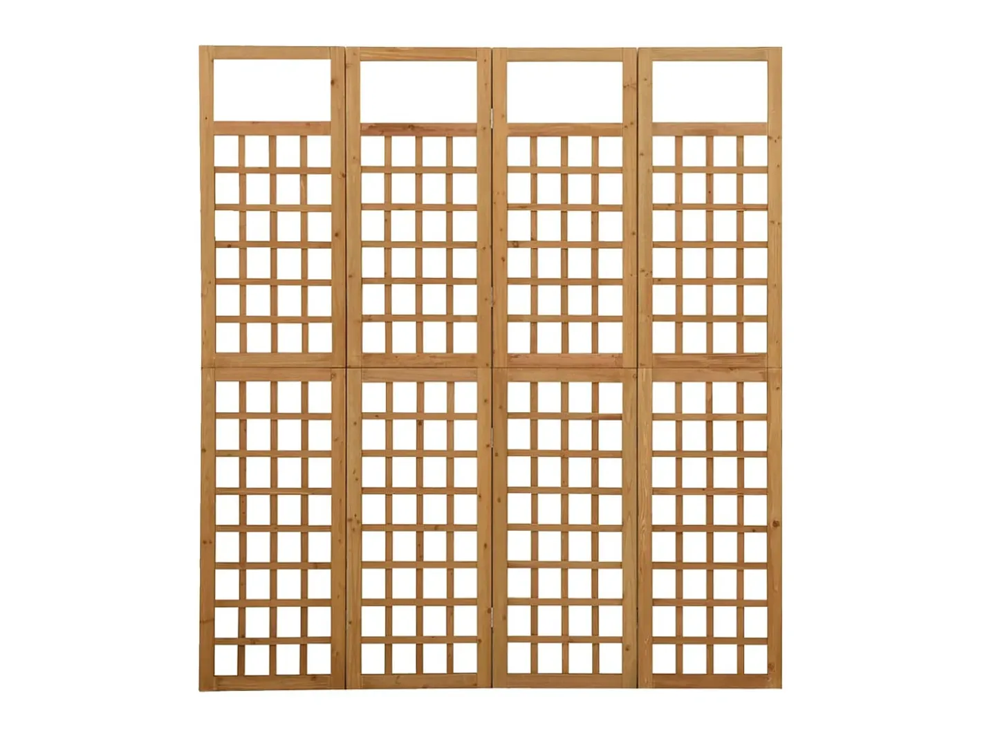 Biombo-Biombo/Enrejado de 4 paneles madera maciza de abeto 161x180 cm ES913571 Marru00f3n