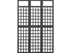 Biombo-Biombo/Enrejado de 3 paneles madera de abeto 121x180 cm ES317698 Negro