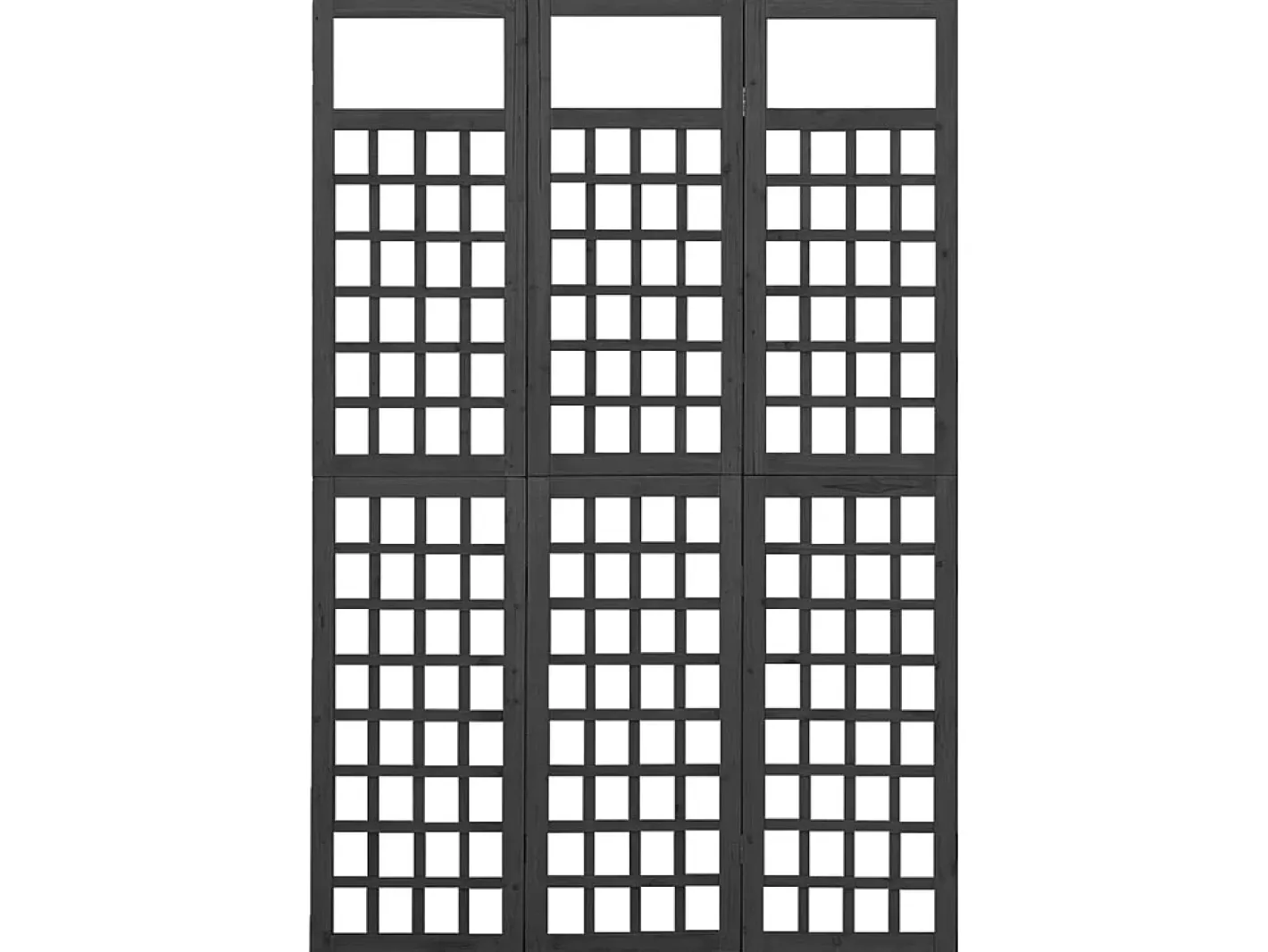 Biombo-Biombo/Enrejado de 3 paneles madera de abeto 121x180 cm ES317698 Negro