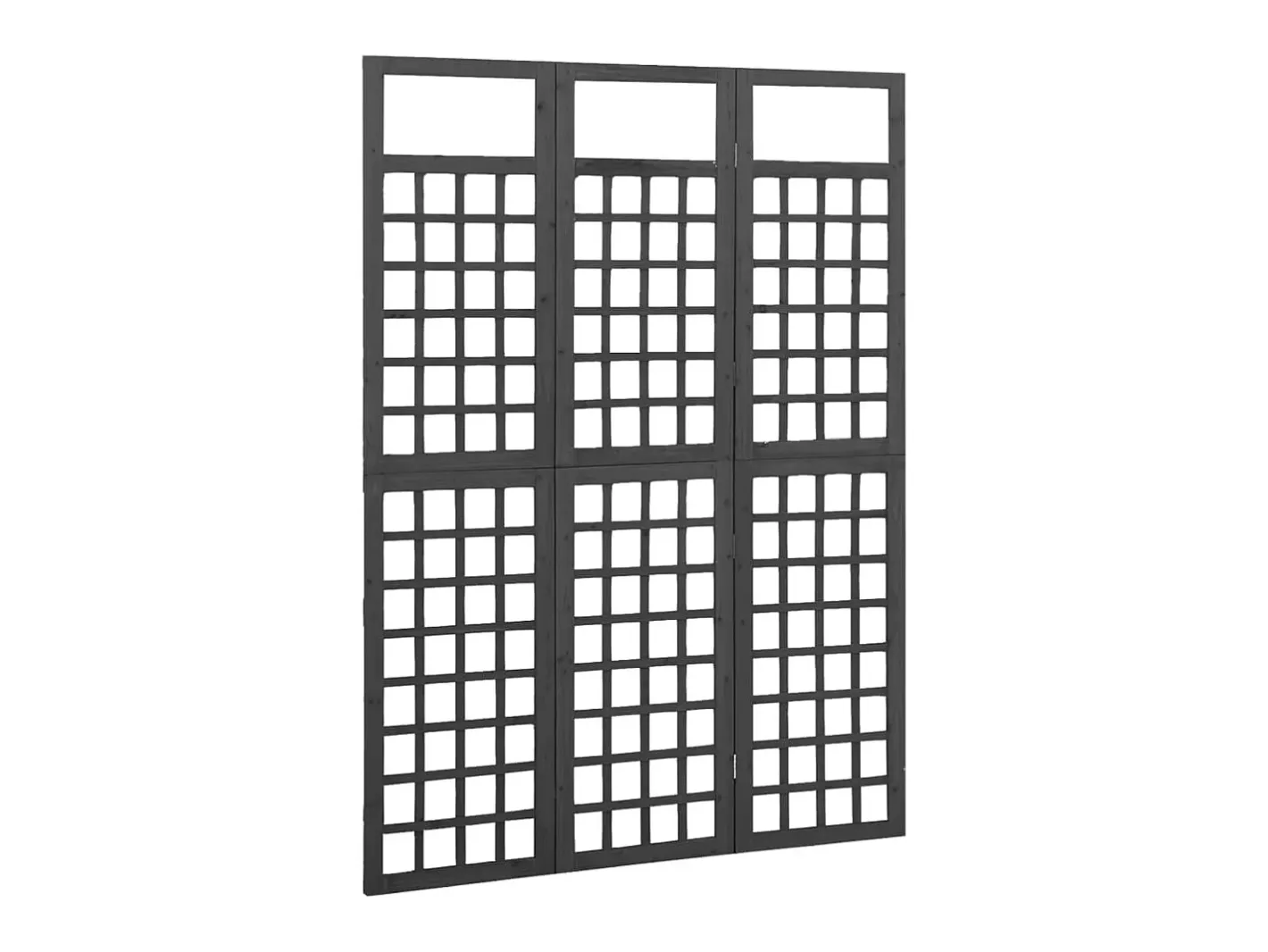 Biombo-Biombo/Enrejado de 3 paneles madera de abeto 121x180 cm ES317698 Negro