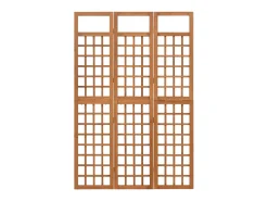 Biombo/Enrejado de 3 paneles madera maciza abeto 121x180,5 cm ES748981 Marru00f3n Discount