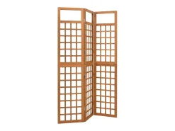 Biombo/Enrejado de 3 paneles madera maciza abeto 121x180,5 cm ES748981 Marru00f3n Discount