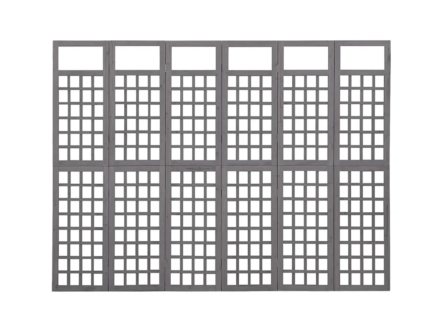 Biombo-Biombo/Enrejado de 6 paneles madera de abeto 242,5x180 cm ES263679 Gris