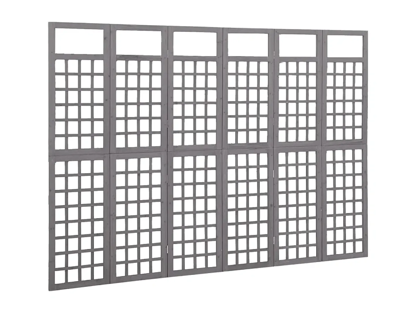 Biombo-Biombo/Enrejado de 6 paneles madera de abeto 242,5x180 cm ES263679 Gris