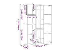 Biombo-Biombo/librería hecho a mano roble 100x24x140 cm Marru00f3n