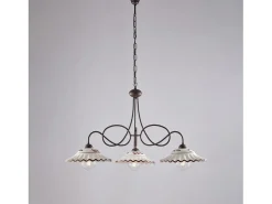 Bistrot - Lámpara de araña negra con efecto óxido y difusores cerámicos decorados, 30 luces Marru00f3n chocolate