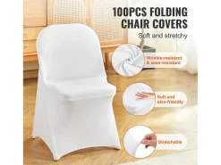 Outlet Elastano Fundas de Sillas Plegables SucceBuy para Boda Comedor, Set de 100 Blanco