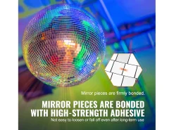 Lámpara Suspendida-Bola de Espejo Disco SucceBuy de 30 cm con Anillo de Suspensión para Fiestas, Decoración Ideal para DJ Club, Bodas, Cumpleaños, Navidad Plateado