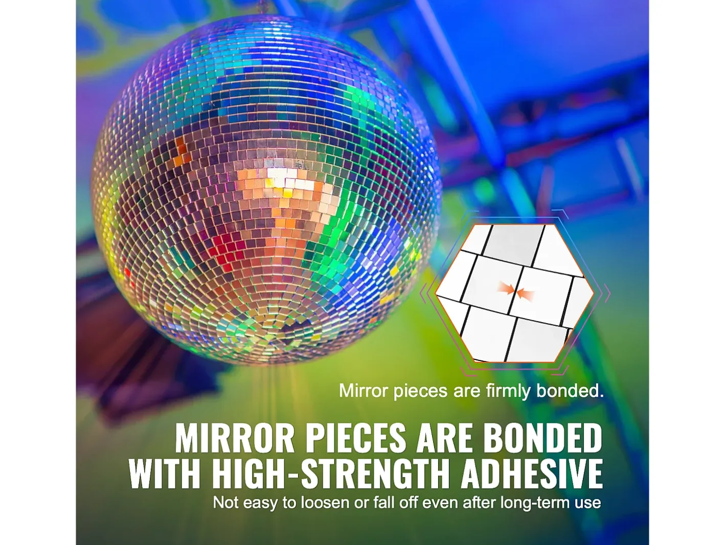 Lámpara Suspendida-Bola de Espejo Disco SucceBuy de 30 cm con Anillo de Suspensión para Fiestas, Decoración Ideal para DJ Club, Bodas, Cumpleaños, Navidad Plateado