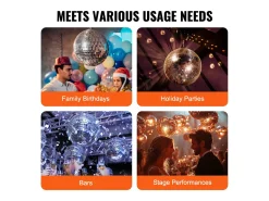 Lámpara Suspendida-Bola de Espejo Disco SucceBuy de 30 cm con Anillo de Suspensión para Fiestas, Decoración Ideal para DJ Club, Bodas, Cumpleaños, Navidad Plateado