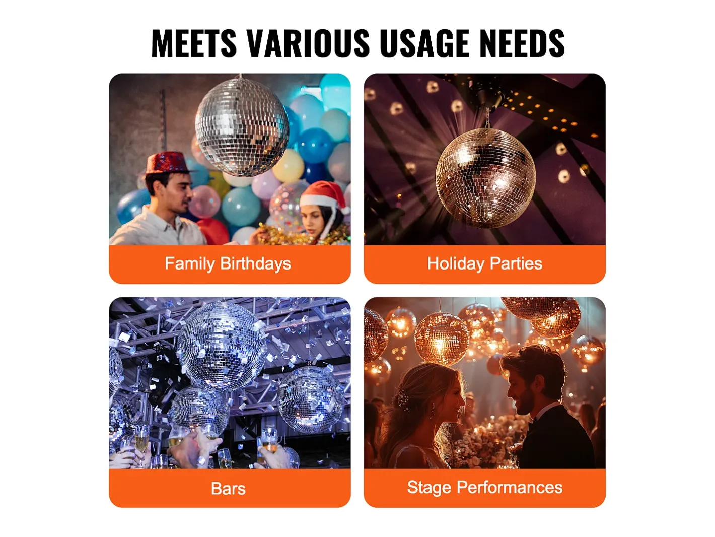 Lámpara Suspendida-Bola de Espejo Disco SucceBuy de 30 cm con Anillo de Suspensión para Fiestas, Decoración Ideal para DJ Club, Bodas, Cumpleaños, Navidad Plateado