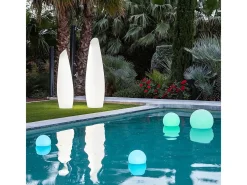Newgarden Iluminación Exterior-Bola de luz exterior Buly 30 cm Solar + recarga eléctrica (+ Flotante) Blanco