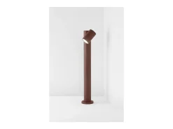 Sale Bolardo de jardín con 1 bombilla E27 máx. 35 W, IP65, aluminio pintado, bolardo para exteriores, acero Corten-Perenz Marru00f3n