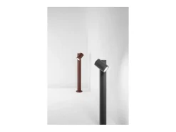 Sale Bolardo de jardín con 1 bombilla E27 máx. 35 W, IP65, aluminio pintado, bolardo para exteriores, acero Corten-Perenz Marru00f3n