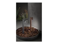 Sale Bolardo de jardín con 1 bombilla E27 máx. 35 W, IP65, aluminio pintado, bolardo para exteriores, acero Corten-Perenz Marru00f3n