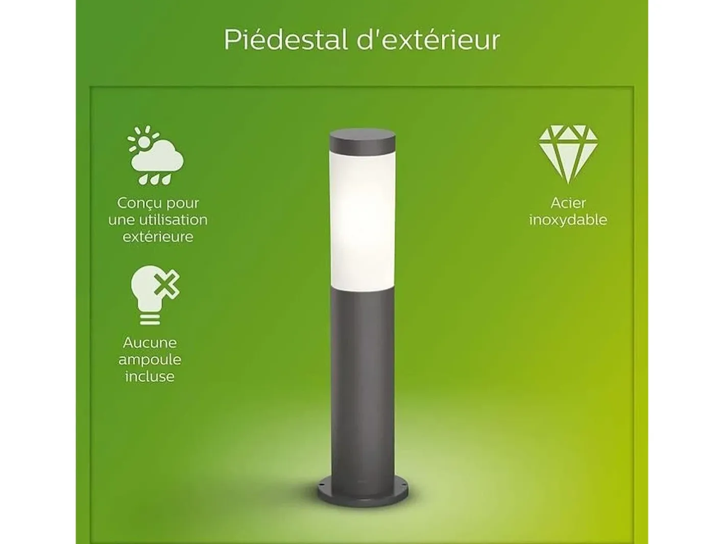 Philips Iluminación Exterior-Bolardo LED exterior metálico Utrecht de 20 W - Gris