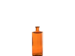 J-Line Jarrón-Botella de vidrio de 15x15x40 cm Rojo