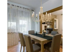 Lámpara Suspendida-Botte - Lámpara de araña de hierro lacado en con decoración. efecto decapè 8 luces 120 - Ø74 - BL147-8-AV Marfil