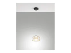 Sale Brena - Lámpara colgante individual color coñac de Fabas Luce - LED regulable de 10 W - Lámpara de techo - Diámetro 22 cm Marru00f3n