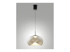 Lámpara Suspendida-Brena - Lámpara colgante individual color coñac de Fabas Luce - LED regulable de 14 W - Lámpara de techo - Diámetro 33 cm Marru00f3n