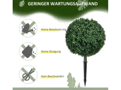 Outlet Buxus artificial con tallo, protección UV, plástico, (40x40x70 cm) Verde