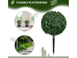Outlet Buxus artificial con tallo, protección UV, plástico, (40x40x70 cm) Verde